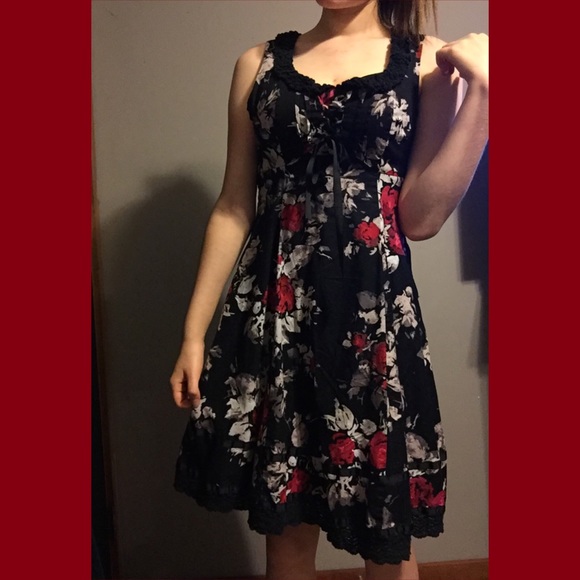 Hot Topic Dresses Hot Topic Red Floral Dress Poshmark
